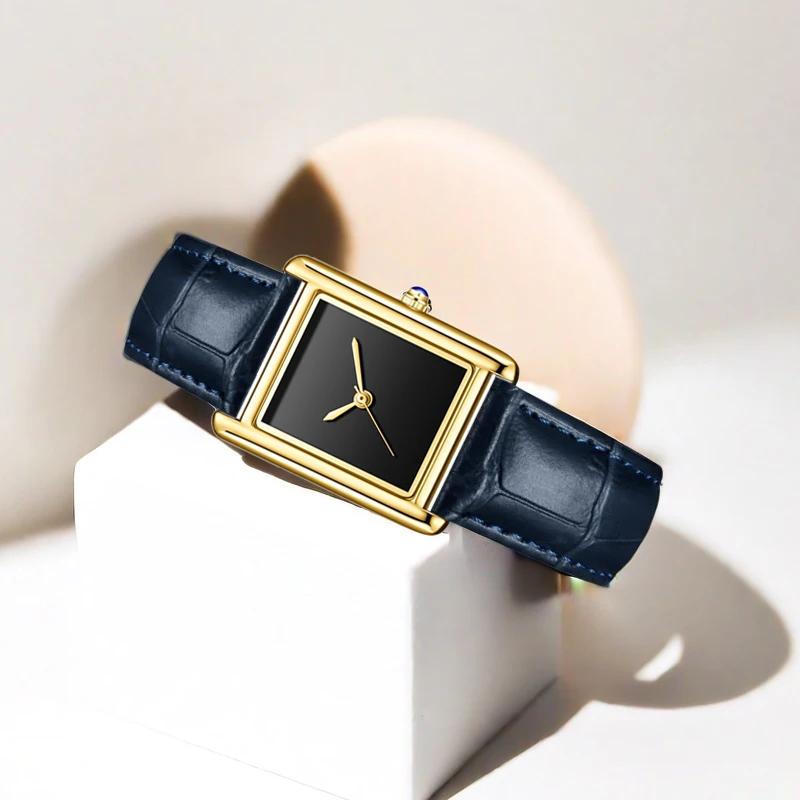 Luxury Watch for Men Simple Rectangle Black Leather Band Business Quartz Wristwatch Male Clock Lover Gifts Relogios Masculino
