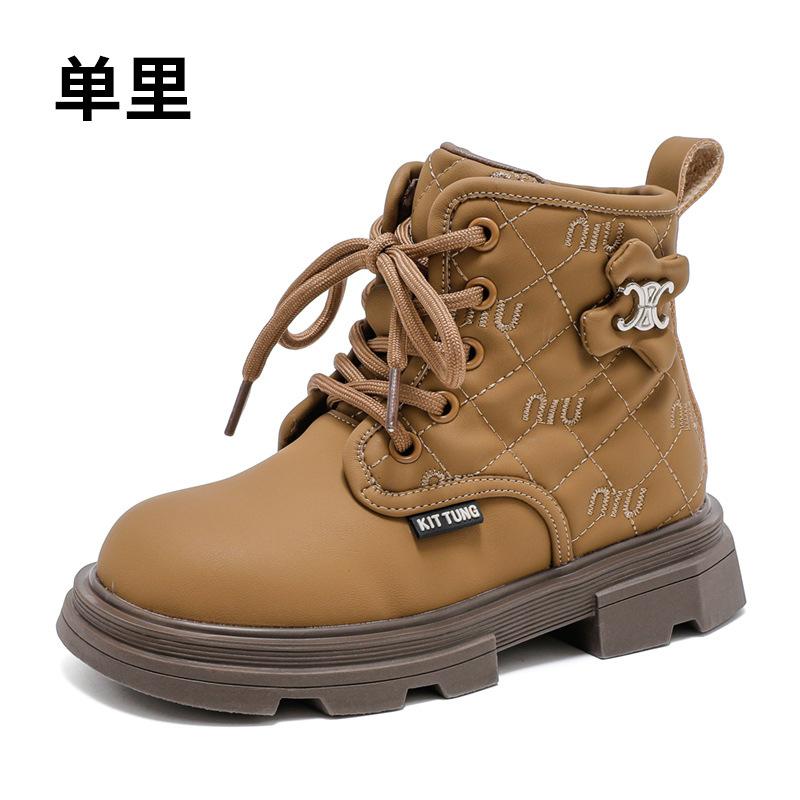 New children's leather boots,  velvet girls' boots