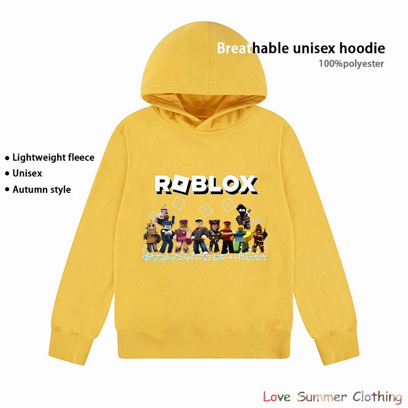 MINISO Roblox Print Sweatshirt Leeftijd 4-14 Unisex lichtgewicht fleece hoodies voor de herfst Polyester Sport Pullover Dagelijks Gebruik Ademend Zonder Zak game Print 160