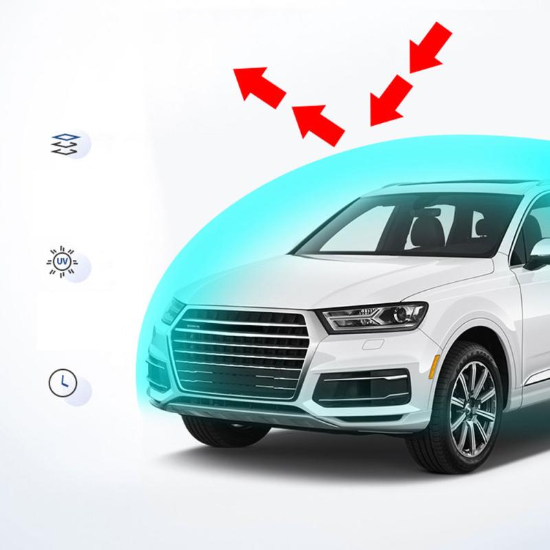 Husă pentru mașină, neagră, acoperită cu argint 190t, cu protecție solară, rezistentă la ploaie