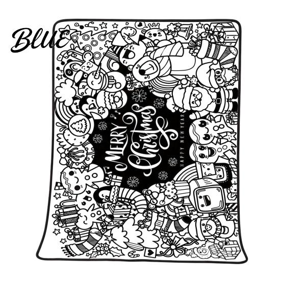 Artistic Sofa Accent Blanket Halloween DIY Coloring Blanket Color Your Own Throw with Optional Unique Craft Kits for Adults 24 Markers Washable Xmas