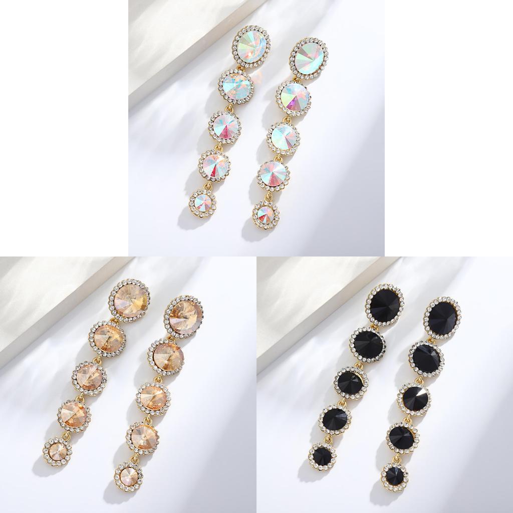 Geometric Style Drop Earrings For Women Alloy Crystal Tassel Fashion Jewelry
