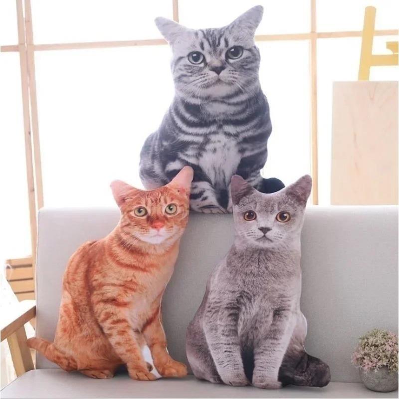 1PC 50CM 3D Simulation Cats Pillow Cute Animal Washable Plush Stuffed Kids Toy Sofa Pillows Home Decoration Kawaii Room Decor