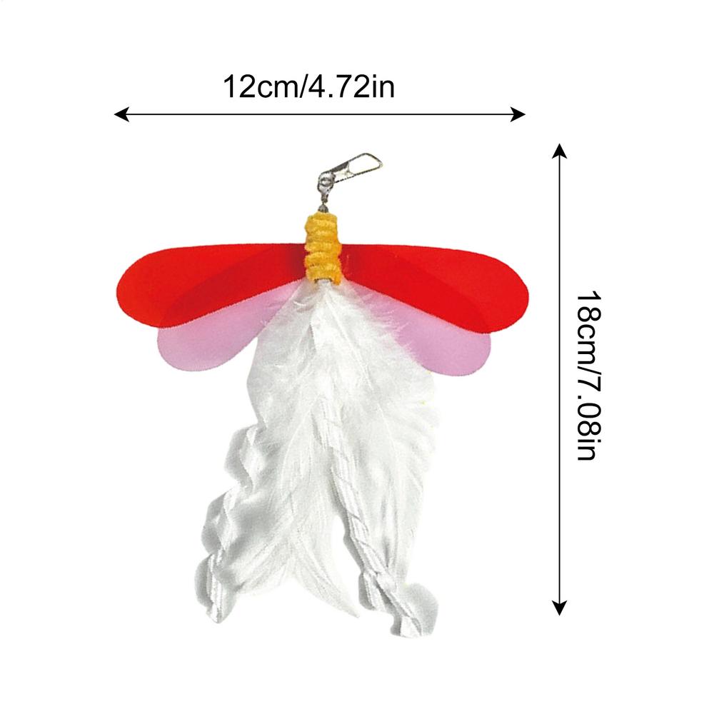 

Cat Feather Teaser Cat Toy Dragonfly Shaped Interactive Kitten Feather Stick Cat Toy Feather Replacement For Cat Physical красный