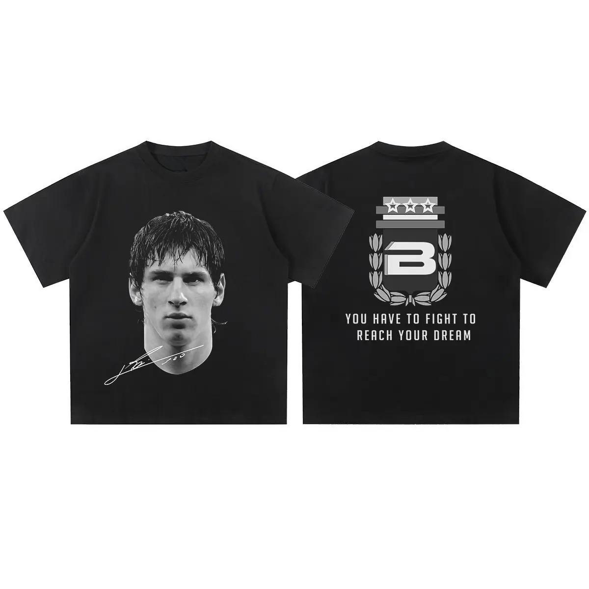 

Lionel Messi Football T-Shirt Inspirational Graphic Cotton Tee All-Time Great Star Men Women Urban Premium Short Sleeve Top 4XL