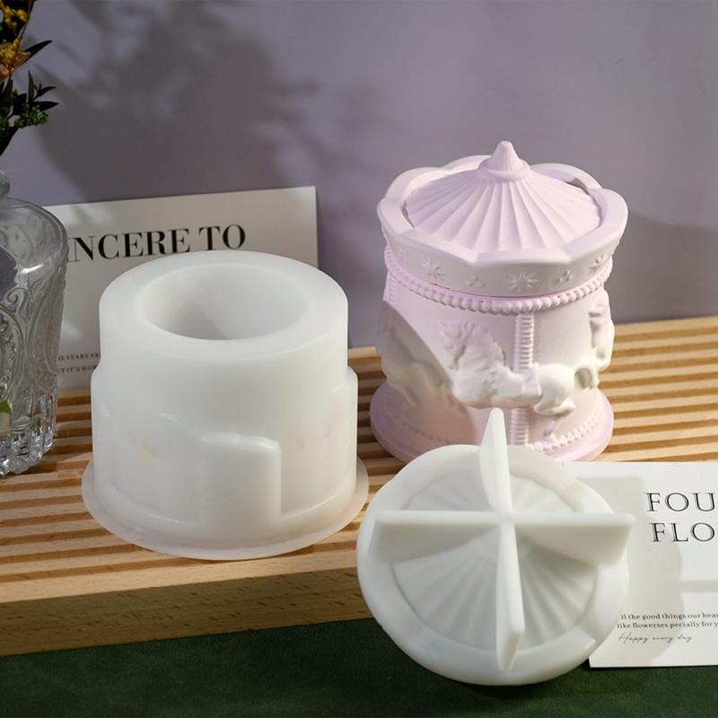 Round Shape Plaster Storage Box Silicone Molds DIY Candle Cup Storage Jar Gypsum Home Decoration Mould