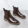 Martin Boots Men's Autumn British Style High-top Leather Shoes Men's Chelsea Boots Large Size British Stone Pattern Trend Leather Boots