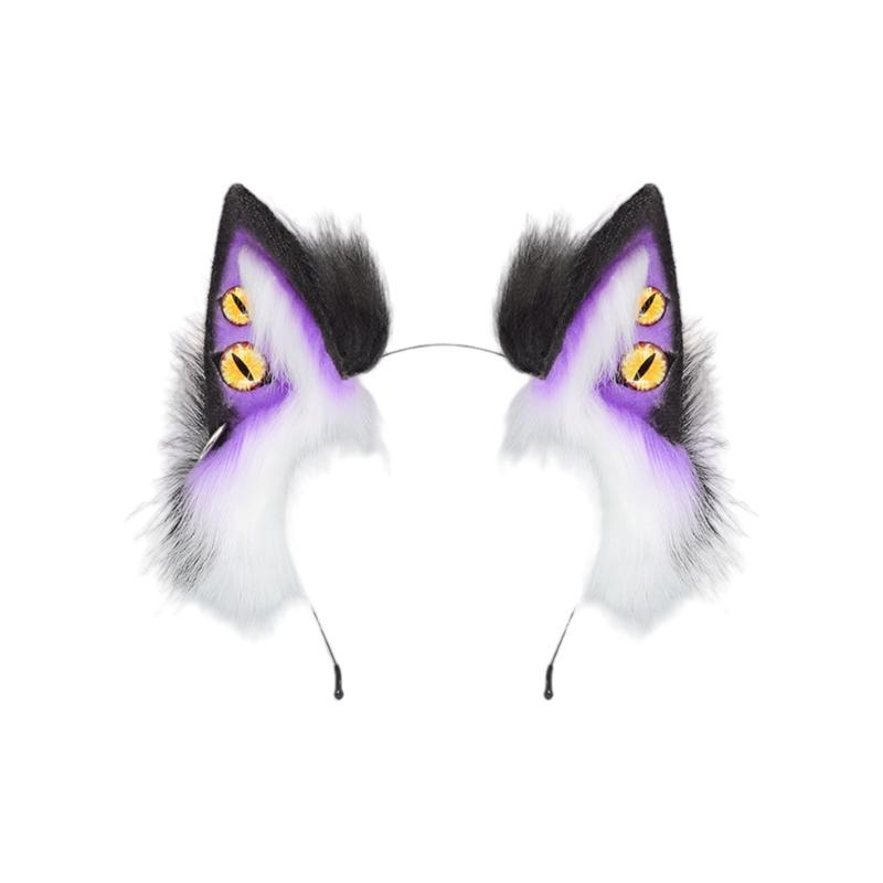 Devil Cthulhu Ear Hairband Costume Headpiece with Bendable Frame Plush Ear For Roleplay Enthusiasts and Halloween Event фиолетовый