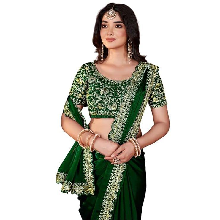 Women's Elegant Designer Sarees Premium Rangoli Fabric with Embellished Border, Lightweight and Stylish Ethnic Wear - Perfect for Parties,
