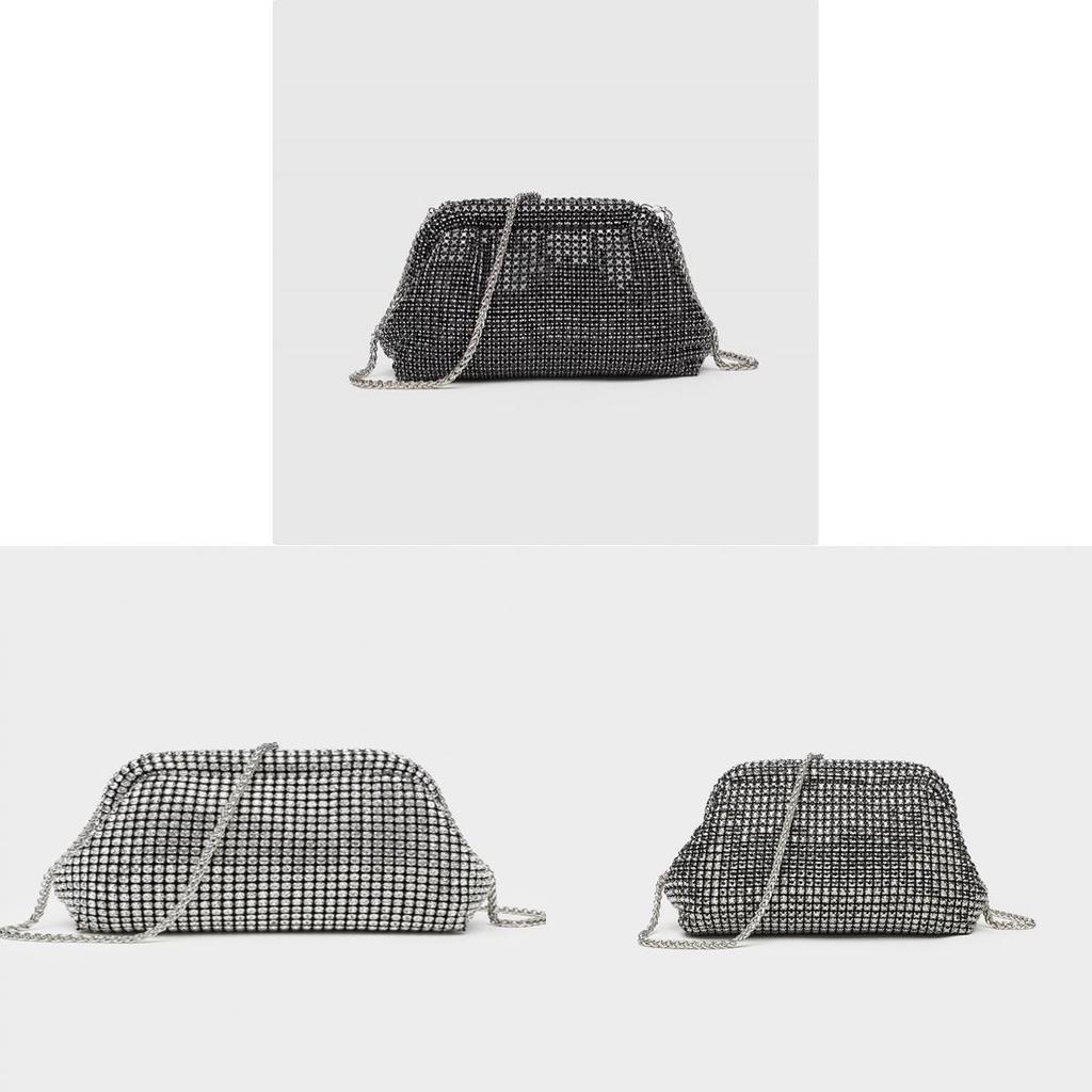 Pochette da sera in poliestere con strass per eventi formali