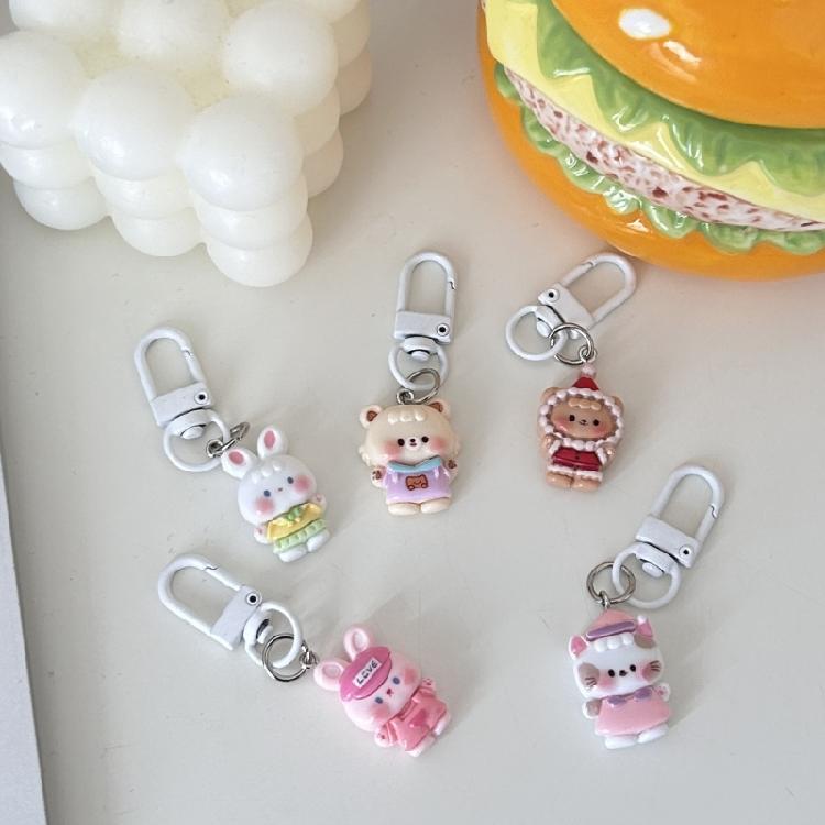 Lovely Pet Shaped Keychain For Couples Gift Resin Accessory Mini Key Ring Her Birthday Present Bag Pendant