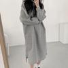 Women's Fashion Fall Winter Solid Color Print Long Sleeve Hooded Loose Waistline Casual Dresses