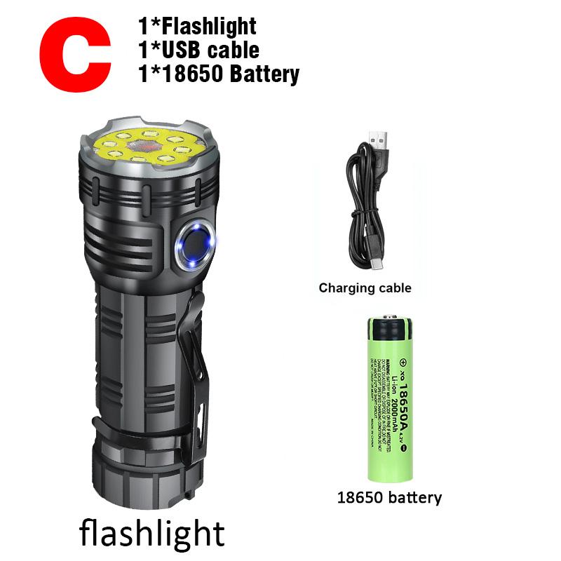 High power LED Mini flashlight USB rechargeable with 8 * XPG beads tail magnet clip torch waterproof portable lighting