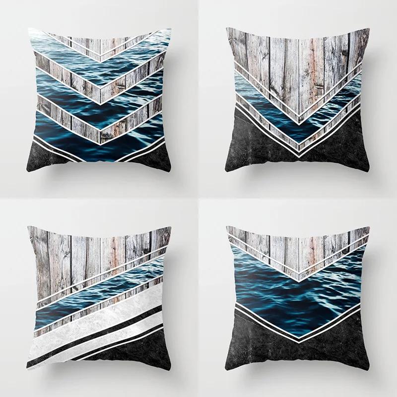 Juste De Coussin Géométrique Pour La Décoration Intérieure, Ferme, Oreiller De Canapé, Bois Créatif, Taie D'oreiller En Marbre Mars, Mode