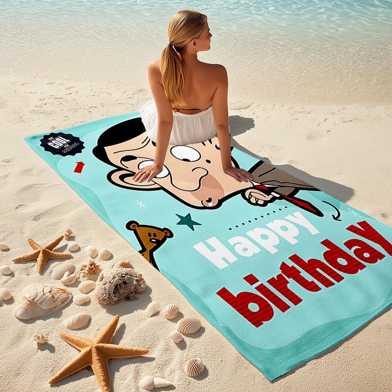 1pc Mr Bean1 Beach Towel, Comfortable and Thick, and Swimming/Bath/Picnic/Camping Towel, Suitable for Seaside Beaches
