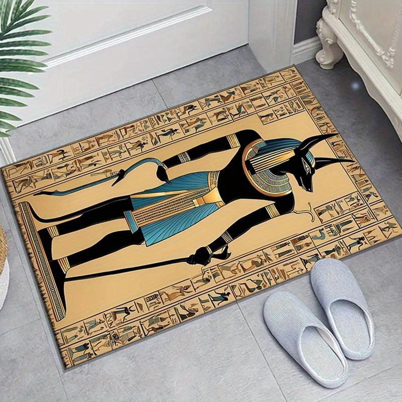 

Crystal Velvet Anubis Print Area Carpet Bedroom Living Room Home Decoration Floor Mat Anti-Slip Mat Bedside Carpet 50x80cm