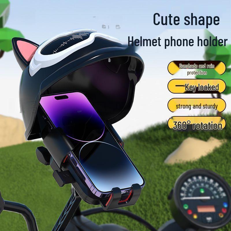 Electric Motorcycle Phone Holder with Helmet Sunshade for Takeaway Riders