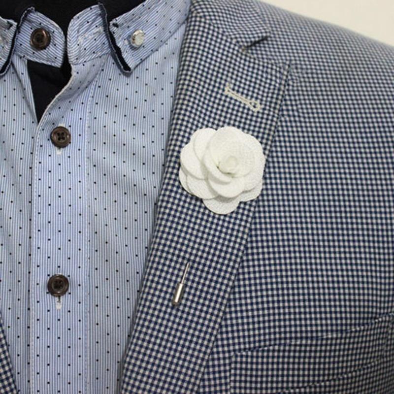 Lapel Flower Daisy Handmade Boutonniere Stick Brooch Pin Men's Accessories