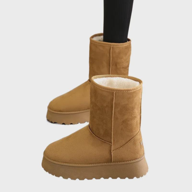 Women's Winter Mid-Tube Plush Thick-Soled Casual Snow Boots