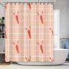 Modern Home Decor Shower Curtain Cute Lobster Print In Soft Peach Color With Grid Pattern For Bathroom Decoration
