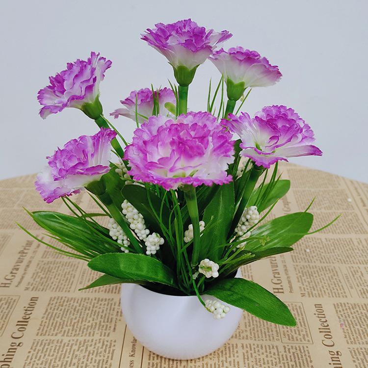 Small Silk Carnation Decorative Flower In Pot for Living Room, Coffee Table, or Dining Table Arrangement