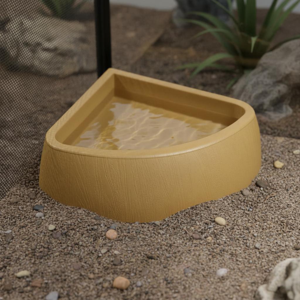 Tortoise Water Basin Easy to Clean Reptile Feeding Dish Corner Food and Water Dish Long-Lasting Terrarium Accessory Anti-Tipping