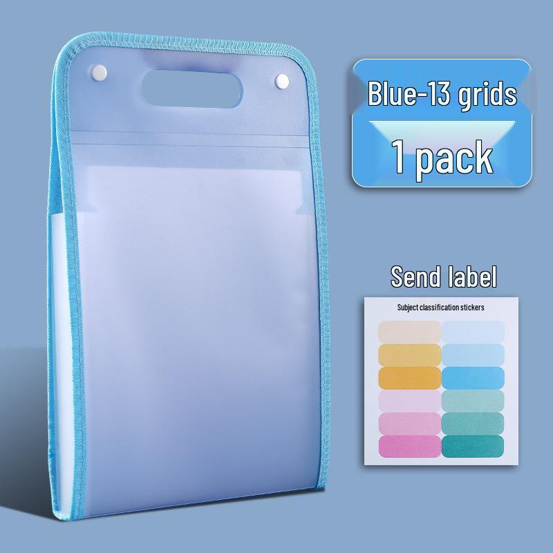 A4 Handheld Vertical Accordion File Folder: 13-Grid Large Capacity for Test Paper Storage and Organization