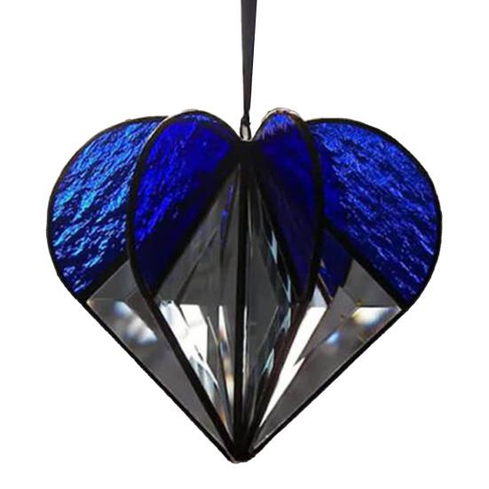 Colorful Heart Sun Catcher 3D Multi-Faceted Heart Hanging Ornament Stained Glass Rainbow Maker Window Decoration for Home Office Balcony Car