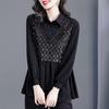 Women Plus Size 4XL Long Sleeve Tops Comfortable Splicing Shirt Autumn Black Female Tops