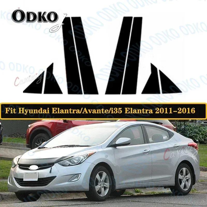 8Pcs Car Window Pillar Posts Door Trim Stickers for Hyundai i35 Elantra Elantra Avante 2011-2016 Glossy Black Decoration Cover