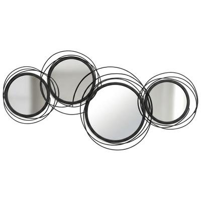 Metal Wall Art 56cm Modern Decorative Mirror Decor for Living Room Bedroom Dining Room, Black