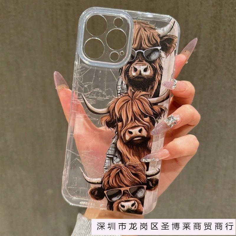 Three calves for apple 16pro mobile phone case iPhone15pro transparent 14/13/12 airbag 11 Europe and America