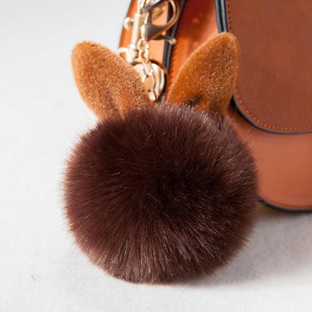New Fluffy Bunny Toys Ear Keychain Rabbit Chain Fur Woman Bag Charms Keyring Car Pendant Holder Jewelry