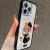Coffee Kitty Transparent Phone Case for Apple 17ProMax, 16ProMax, 17Pro, 15, 14 with Black Edge - Cute Design