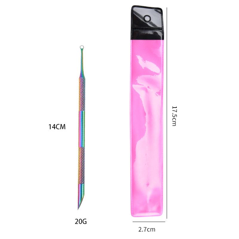 Russian-Style Double-Ended Nail Art Tool: Steel Cuticle Pusher & Slanted Polishing Head