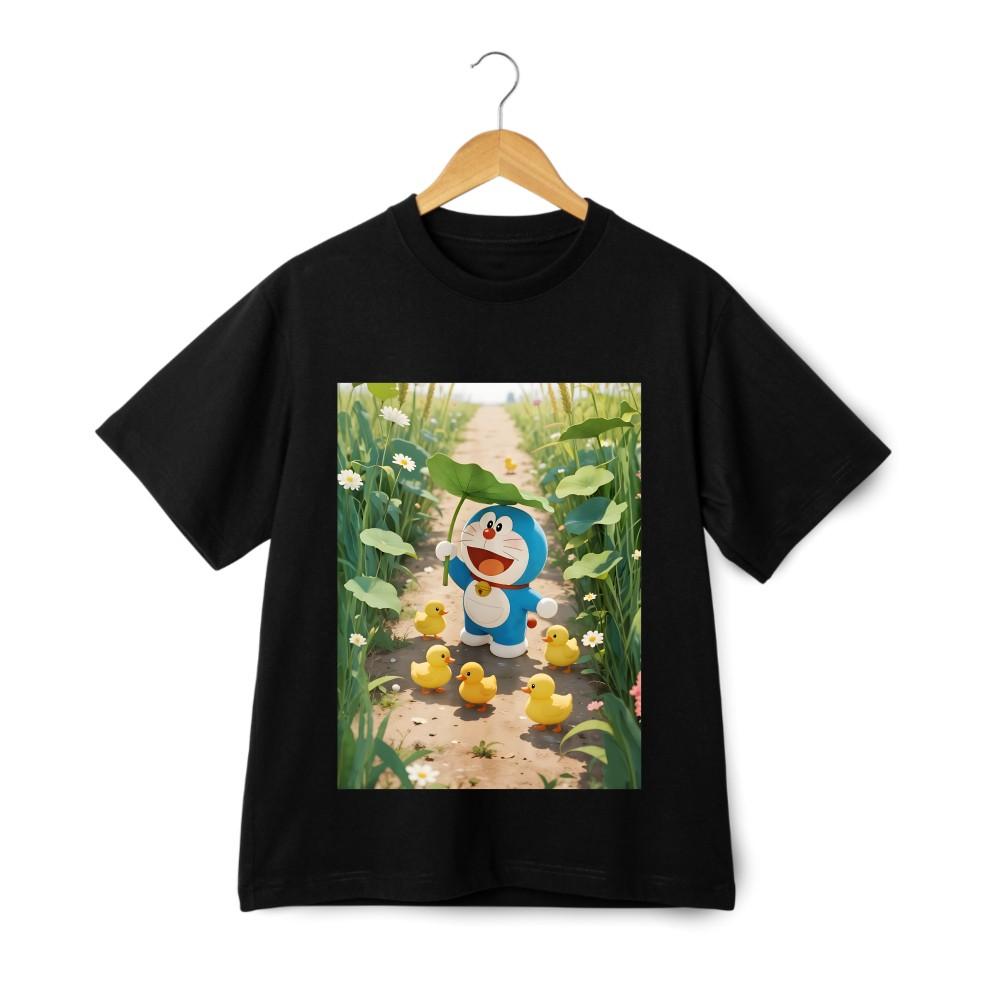 

Doraemon and Ducklings Countryside Printed Tee, Unisex Short-Sleeve Top|cartoon L