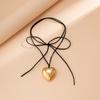 Fashion Punk Necklace Big Love-Heart Pendant Necklace Women Adjustable Wax Rope Chain Necklace Party Jewelry Ornament