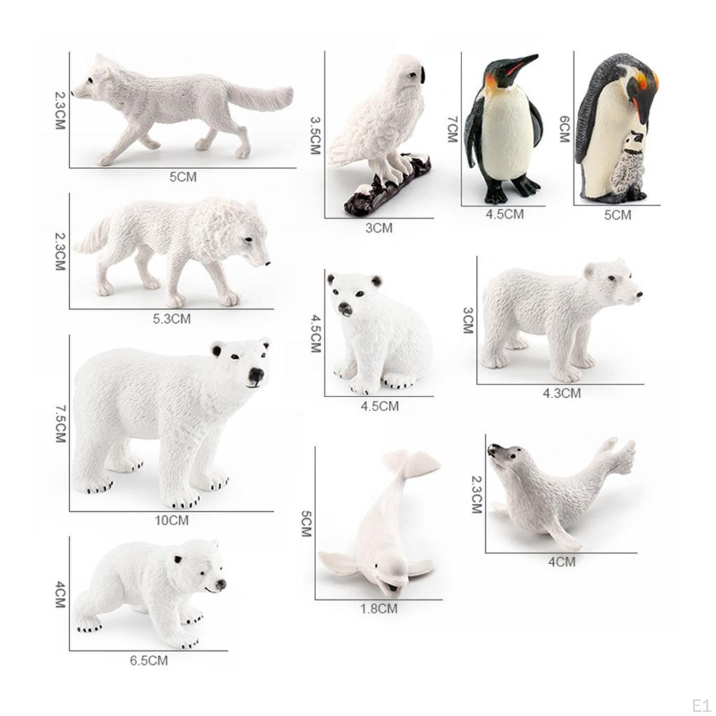 10 Pieces ColdClimate Animal Figures Miniature Figurines Freestanding Arctic