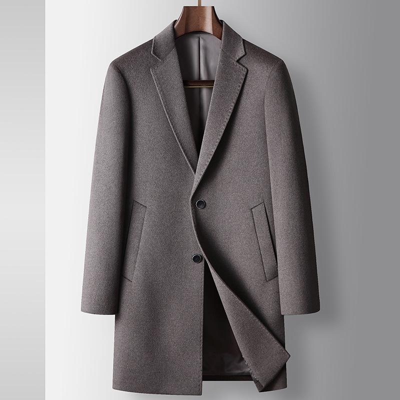 

Осенне-зимнее пальто-тренч из шелка и шерсти Mulberry для людей среднего возраста и молодежи, легкая, роскошная, деловая, официальная, теплая шерстяная куртка 195 хаки