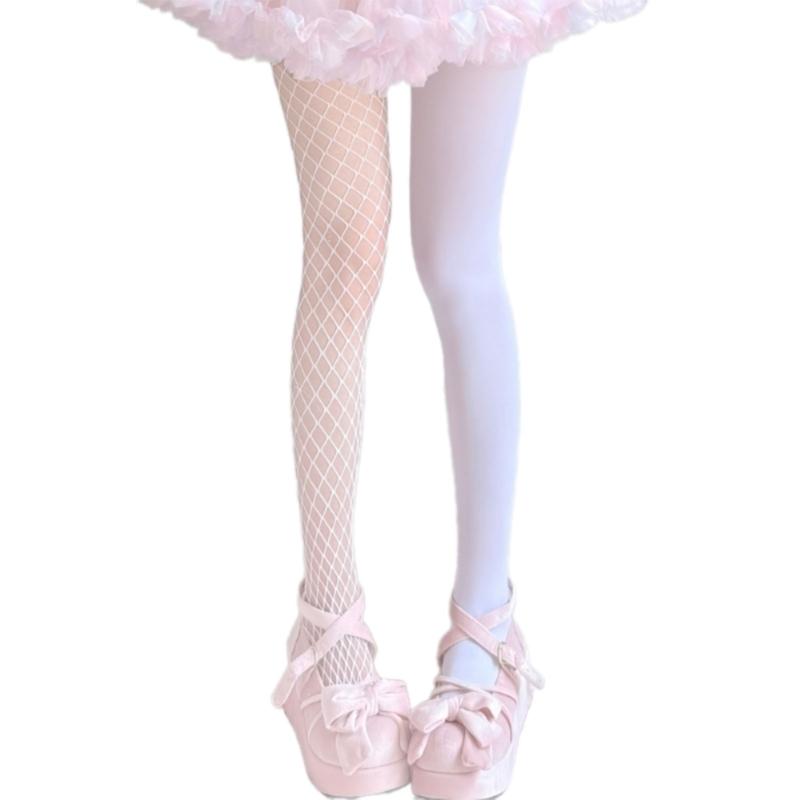 Stilvolle Samt- und Netzstrumpfhosen mit Farbblock-Design, elastisches Nylonmaterial, Strumpfhosen für modebewusste Outfits