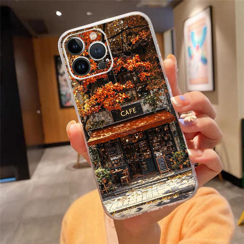 Phone Case Carcasa Funda For iPhone 17 Pro Max Air 16 15 14 13 Pro Max 15 16 Pro 15Plus Coffee Cafe night Aesthetic Case