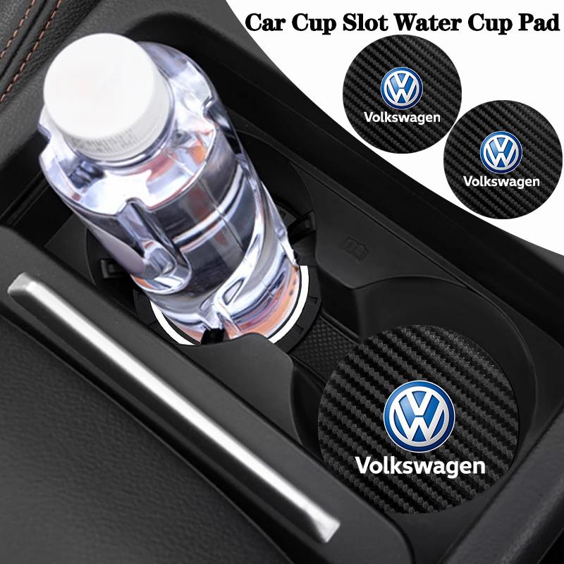 New 2026 2Pcs Car Interior Leather Coaster Anti-noise Water Cup Pad For VW Golf Polo Tiguan Touran Jetta Passat CC T5 GTI Magotan T-Cross EP1