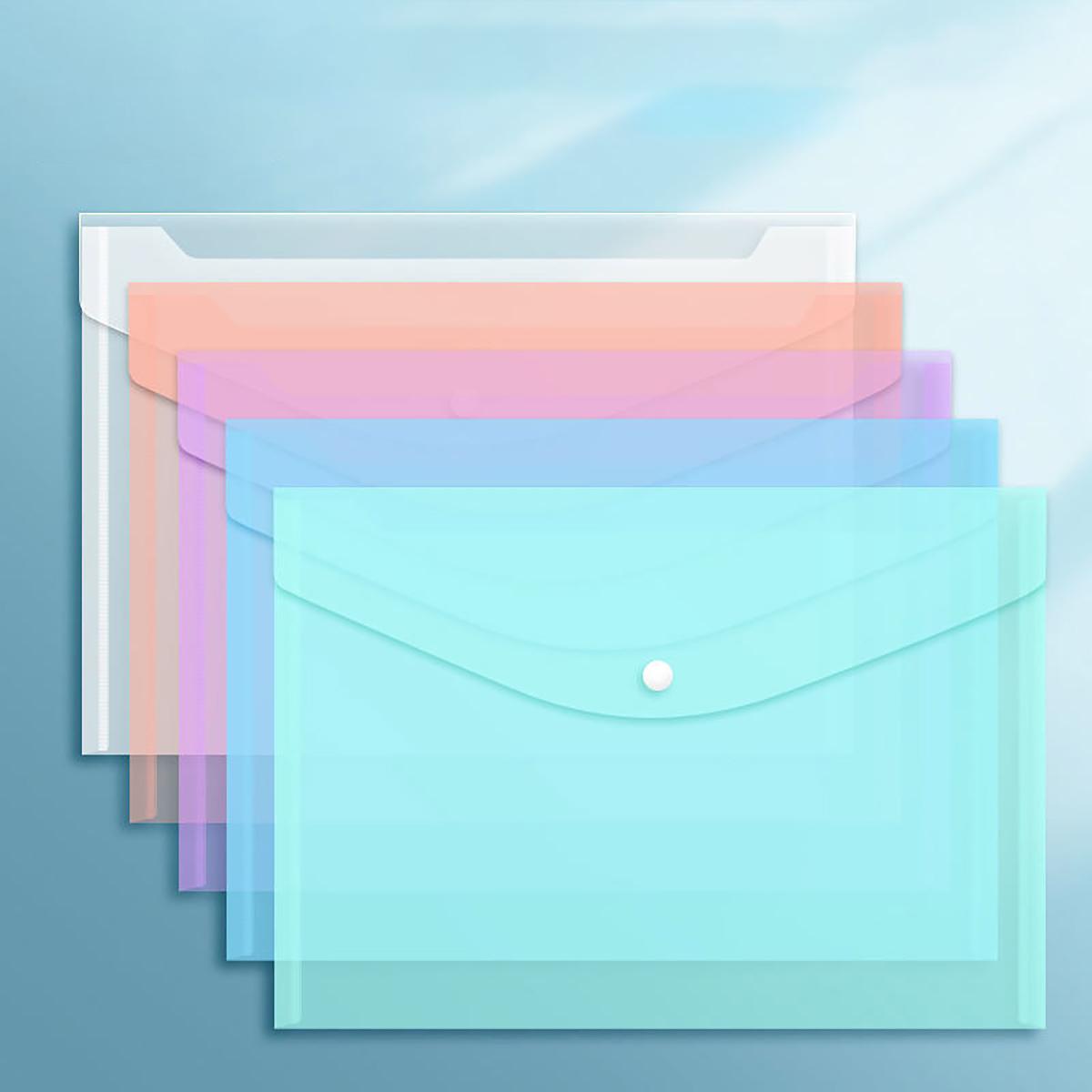 

10 шт. A4 Прозора папка-конверт на кнопці Студентські кишенькові папки Водонепроникні Оптові файли для даних Для зберігання контрольних робіт Офіс