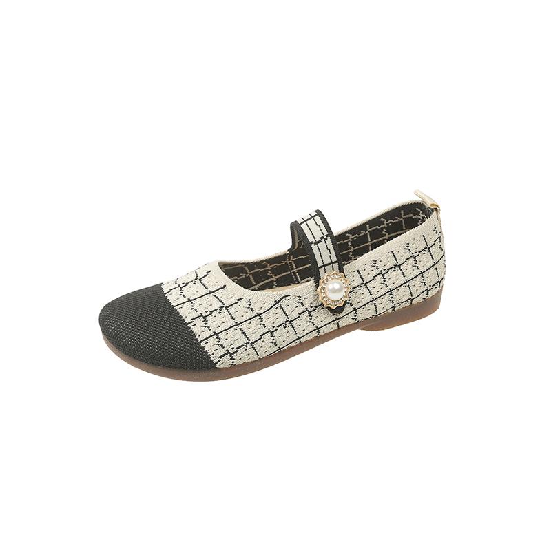 2025 Spring/Summer Ballet Flat Shoes Women's Casual Shoes Flat Heels Anti Slip Fashion Versatile Knitted Women's Shoes