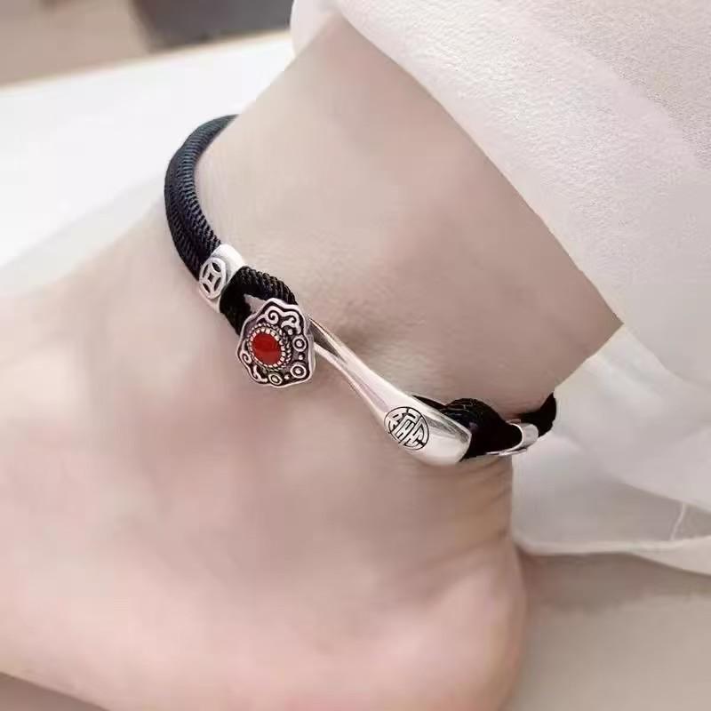 Retro Ethnisches Rotes Schnur Glücksbringer Partner Armband Schmuck