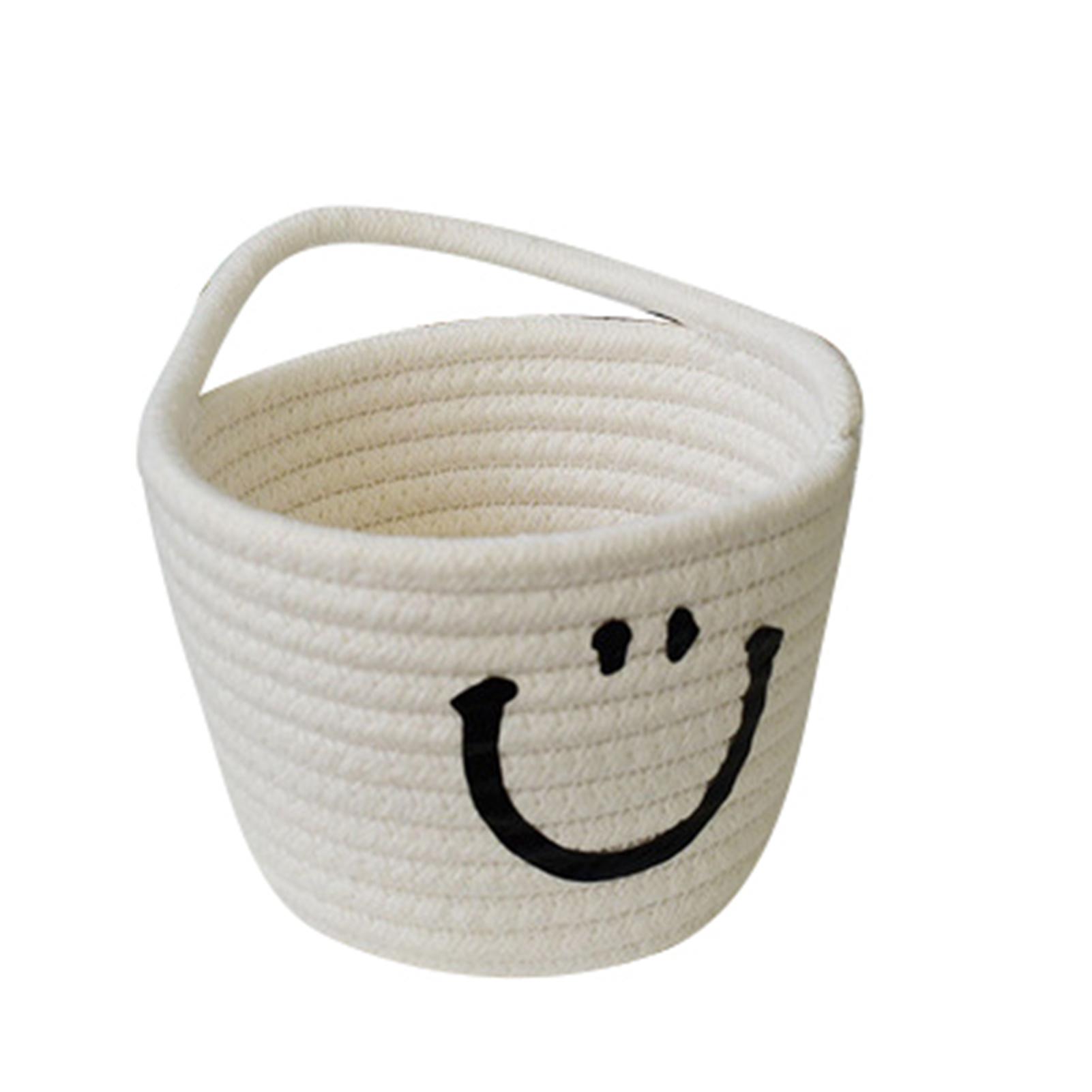 

Cute Cotton Rope Basket Wall Mounted Soft Foldable Hand Woven Small Storage Basket for Home Use белый
