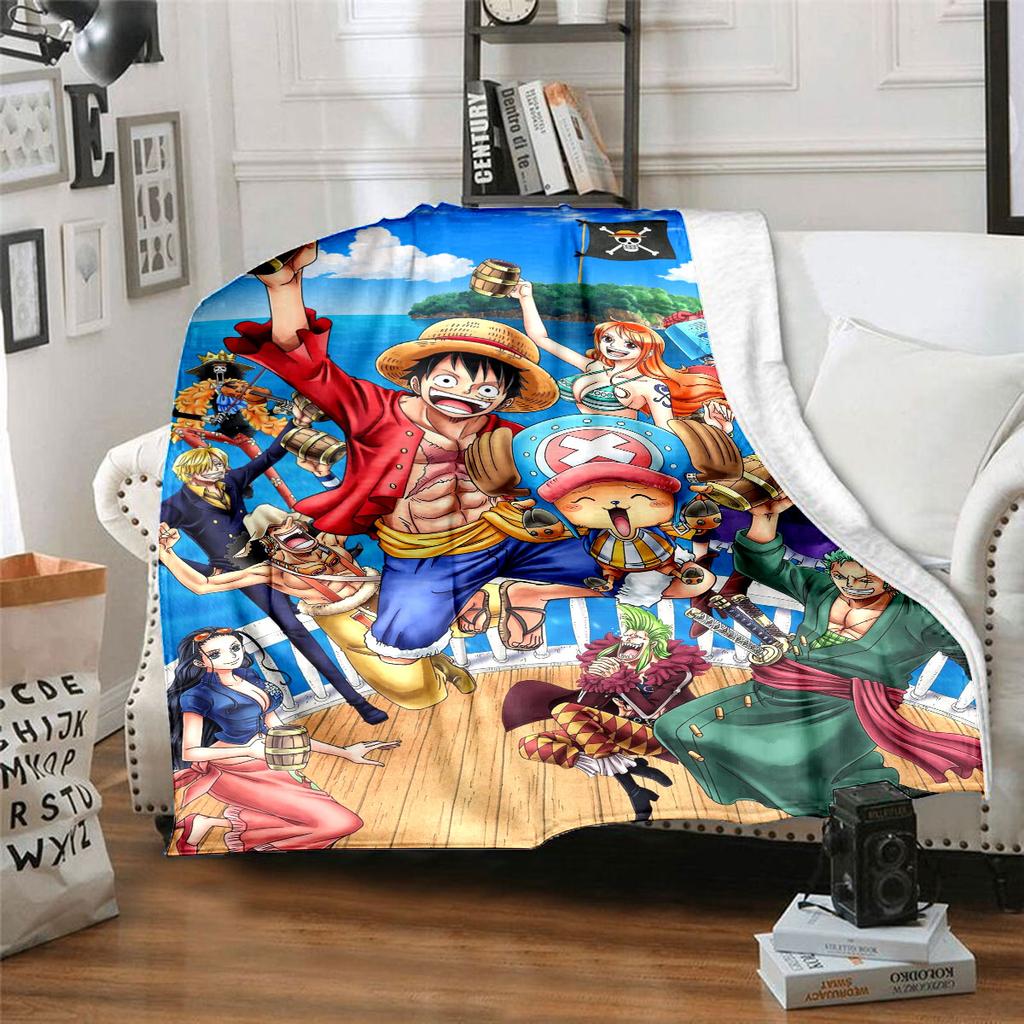 One Piece Luffy Print Blanket, High-quality Nap Blanket, Warm and Soft, Suitable for Sofas, Beds, Camping Trips, and Offices.