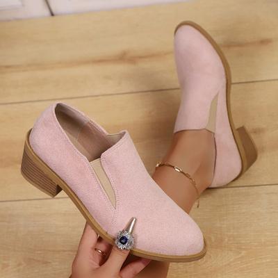 Chaussures Décontractées pour Femmes Britanniques Rétro Couleur Unie Grande Taille Pointues Talon Épais Chaussures Décontractées Chaussure Simple pour Femmes Taille 35-43