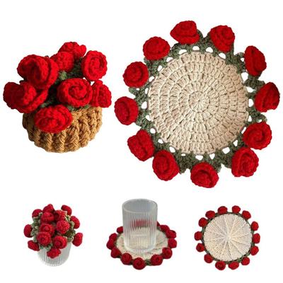 Crochet Coaster Creative Crochet Round Coasters Reusable Coaster Gift Crochet Decoration Weddin A0R9