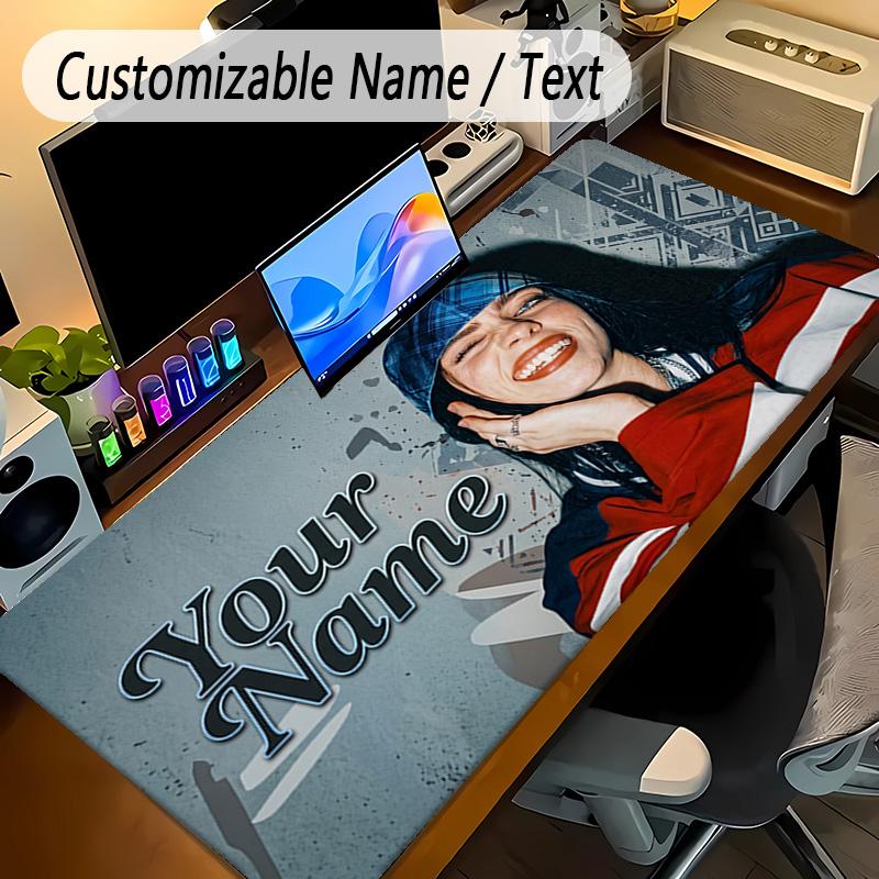 Large Mouse PadBillie Eilish Custom Name Text Personalized Desk Mat Non Slip Gaming Pad